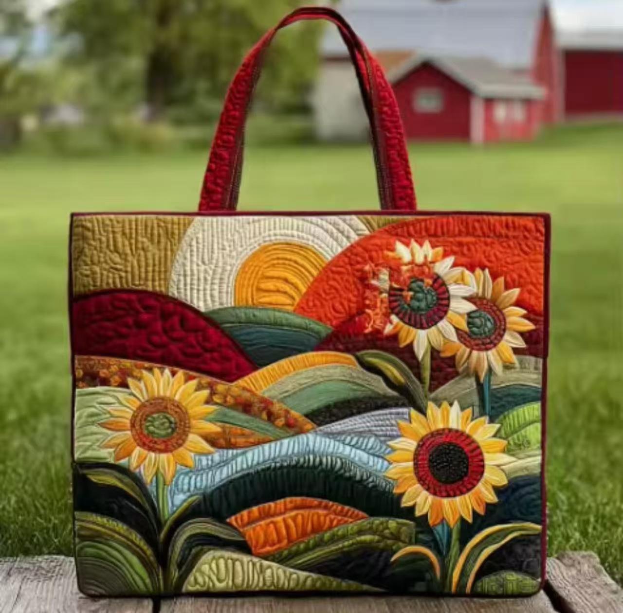 Sunflower Farmhouse Quilted Tote