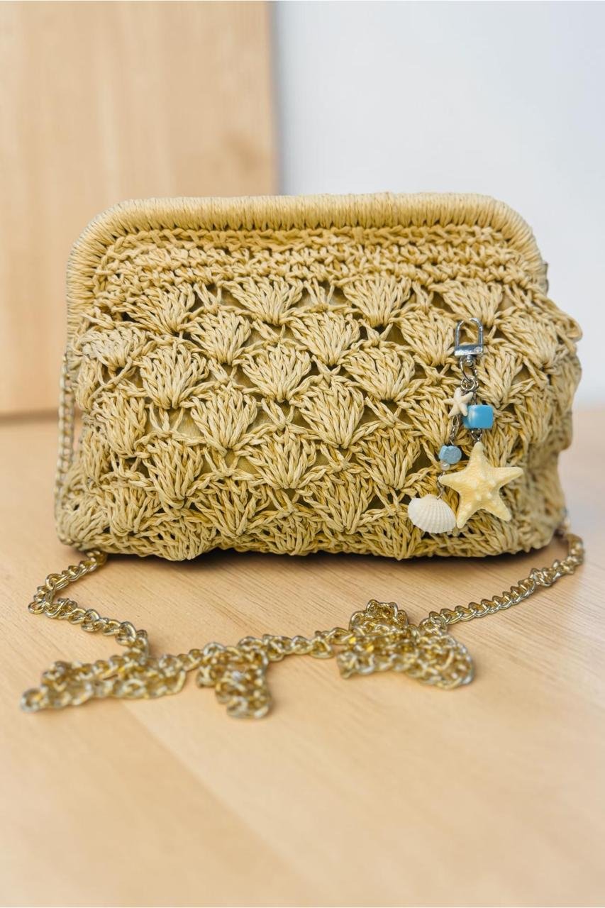 Woven Straw Crossbody Clutch